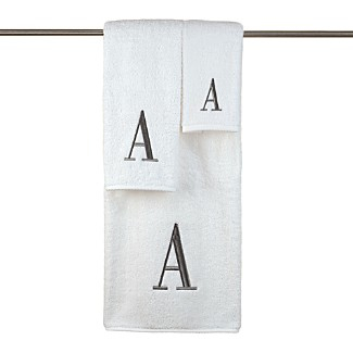 Avanti "Monogram Letter" Towels, White & Gray