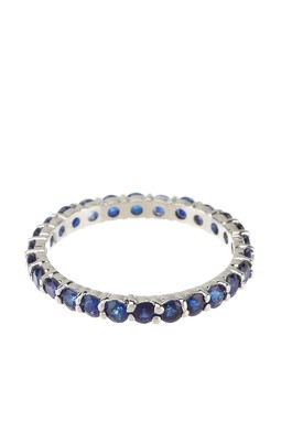 18K White Gold & Sapphire Wedding Band