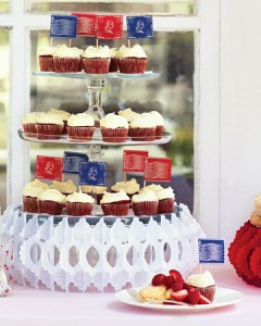 Martha Stewart / Red Velvet Cupcakes with American Flags