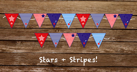 Labor Day, 4th of July, Memorial Day, Nautical, Red, White & Blue Banner